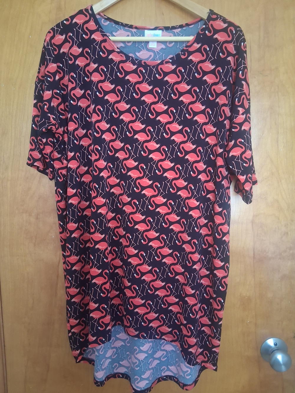 LuLaRoe Women's Midi Dress in Black and Pink. Vacay, Tropical, Flamingo Print